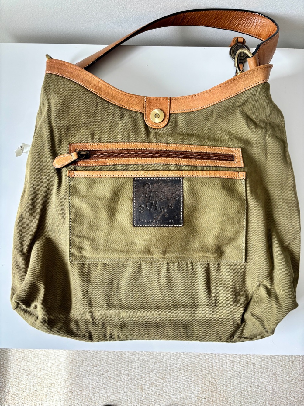 Firenze Bella Light Brown Floral-Embossed Leather Vintage-Inspired Hobo Bag - Picture 9 of 16